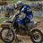 Pixelated image of a person riding a dirt bike on a rocky terrain, with blue and gray text overlays reading "oh yes" and "its life".