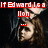 A pixelated image of a person with long brown hair and dark clothing, overlaid with red text reading "If Edward Is a lion And Bella Is a lamb Then what the Hell Is He do?".