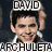 six pixelated images showing a person in various poses with overlaid text phrases, each on distinct colored backgrounds