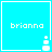 Four identical cyan square each display the name 'brianna' in white pixelated text with a small white icon below right corner
