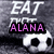 A four- of pixelated images showing a soccer ball with 'EAT MY' text above it, each displaying different colored text overlays