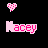 Pixelated pink text variations of 'Kacey' surrounded by small heart icons on a black background with one gray rectangle.