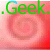 Geek. is the new type of Cool. icon with red spiral background and green/blue text, animated through showing text changes