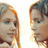 Two pixelated human faces in profile view facing each other against a white background, with visible hair and facial features.