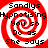 Red and white spiral background with black text reading "Sandlys Hypnotising You so Do as She Says" arranged in a of four identical