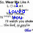 Blue pixelated text on white background with grayed-out repeated phrases, showing sequential animation of changing words and a smiley face.