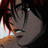 A 48x48 pixel animated buddy icon featuring a close-up of an anime character's face on the left and text elements on the right against a black background.