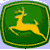 A 2x2 contact sheet of a John Deere-themed animated buddy icon showing four distinct frames with green backgrounds, yellow text, and a deer logo.