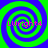Four identical spiral patterns with green and blue swirls, each containing pink text reading 'Lwright4' on a solid background.