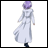 Pixelated figure with purple hair in white robe walking left on white background, next to black with white text 'AnimeIM' and 'com'