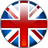 Static circular icon featuring the Union Jack flag design with pixelated edges and a gradient red center.