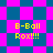 Pixelated icon with alternating pink and blue checkered background displaying yellow text "B-Ball Rox!!!!" in four identical quadrants.