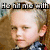 Pixelated image of a child with light brown hair and blue clothing, showing text above and below the head.