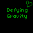 Green pixelated text 'Defying Gravity' with a green heart symbol above the left instance on black background.