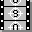Pixelated film strip frames display sequential numbers in white circles on gray backgrounds with black borders.