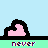 Pixelated pink heart with black outline on light blue background, displayed in multiple positions with text elements below.