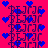 Pixelated of dark purple symbols on bright pink background with scattered blue hearts, no visible text or motion