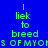Blue background with green text reading "I liek to breed s of myois of myo" and yellow highlighted sections changing across frames.