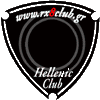 Two shield-shaped icons side-by-side, one with empty center and the other showing 'RX' text in white and red '8' symbol over black background.