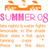 Pixelated orange and pink graphic with 'SUMMER 08' text above a grid of small orange shapes on white background.