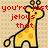 Pixelated giraffe with orange spots on beige background, red text overlays reading "you're just i have a jealous that pet giraffe ind you dor" and "BURNED", tail swinging motion.