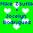 Pixelated green background with repeated blue text and white heart shapes arranged in a pattern