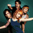 Animated sequence showing a group of people in various poses against different backgrounds, including dark teal and white with blue dots.