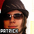 A 3x3 contact sheet of eight animated frames showing a person wearing sunglasses and a dark beanie with the name "PATRICK" in pixelated text at the bottom left of each frame, displayed on a gray background.