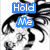 Six anime-style buddy icons arranged in a , each with overlaid text labels in blue or light blue boxes