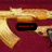 Golden gun with red text 'RENEGADE 187' on black bar over maroon background, shown in multiple views.