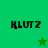 Green background with 'KLUTZ' text and a star symbol; star changes color between frames.