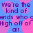 Blue background with pink circular shapes and repeated purple text reading "We're the kind of ends who cends who High off of High off of air.".