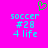 Pixelated cyan text on bright pink background with green heart symbol above, showing identical static content across two views.