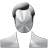 Pixelated grayscale icon of a person with short hair, neutral expression, and light-colored shirt against plain background.