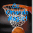 A basketball hoop with a net and ball, overlaid with blue text reading 'Go Orlando Magic!', 'The NBA Rocks!', or 'I Love Basketball!' across different frames.
