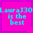 four identical pink squares with blue borders, each containing cyan text reading "LauraJ30 is the best" and a small purple heart or star in one corner