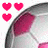 Three pink pixelated hearts float above a curved gray and white shape with a magenta interior section.