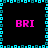 Pixelated with cyan border and four pink 'BRI' text blocks on black background