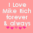 Pixelated text on a pink background reads 'I Love Mike Rich forever & always' with five pink hearts below, showing animation changes in heart colors.