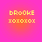 Four identical pixelated text icons on a pink-to-orange gradient background, each displaying 'brooke' in mixed case and 'xoxoxox' below it.