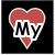 Four static display a red heart with white outline over black background, each containing distinct text: My, Vampire, Club, Rulz