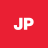 Red square background with white pixelated 'JP' letters centered in the middle.