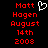 Red pixelated text on black background with a white heart-shaped icon above the name.