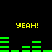 Yellow 'YEAH!' text and green bar graphs on black background, with two identical frames showing different bar graph patterns.