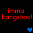 Red pixelated text 'imma kangstaa! kangstaa!' repeated twice on black background with blue heart symbols in different positions.