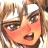 A 48x48 pixel buddy icon featuring a split composition with an anime-style character on the left and text elements on the black right side, displayed as part of a contact sheet.