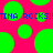 Static image with bright pink background and scattered green circles, blue pixelated text repeating "TINA ROCKS!" across the center.