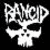 Pixelated black-and-white icon featuring a stylized skull with the text "RANCID" above it, rendered in high-contrast monochrome on a solid black background.