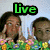 Four distinct pixelated images arranged in a , each with overlaid text: 'Live' (green), 'Laugh' (purple), 'Love' (red), and an empty space