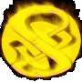 Circular yellow icon with interwoven symbol, displaying sequential animation frames showing color gradient shifts from bright yellow to orange hues.